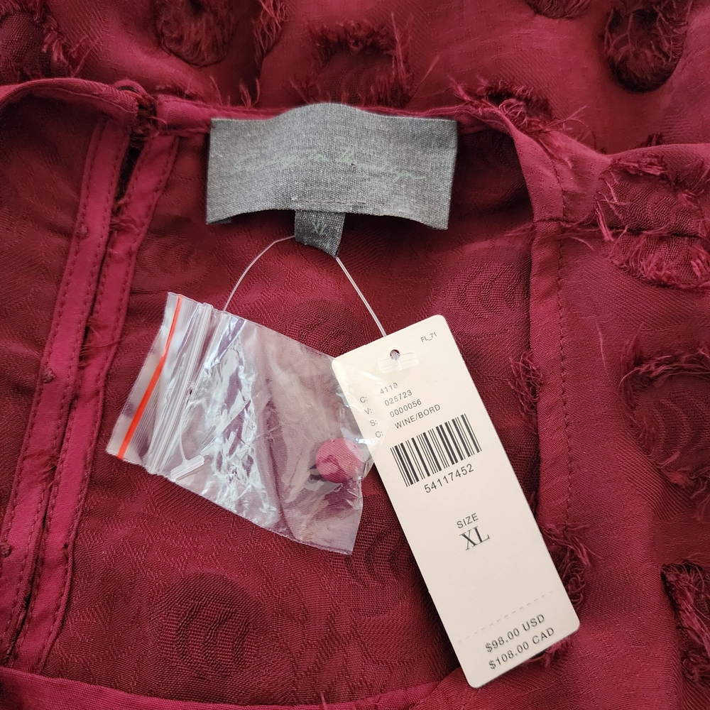 NWT AnthropologieXL  Sachin & Babi Rosette Textured Sleeveless Burgundy Top - Picture 7 of 9